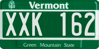 VT license plate XXK162