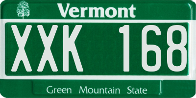 VT license plate XXK168