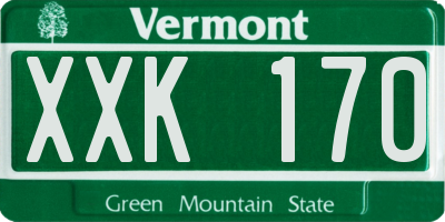 VT license plate XXK170