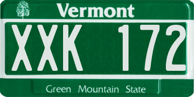 VT license plate XXK172