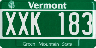 VT license plate XXK183