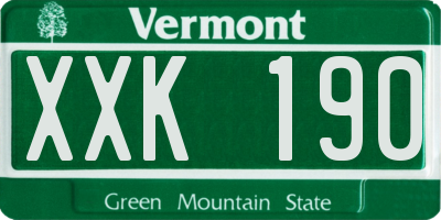 VT license plate XXK190