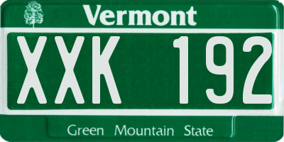 VT license plate XXK192