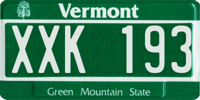 VT license plate XXK193
