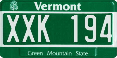 VT license plate XXK194
