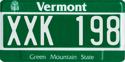 VT license plate XXK198