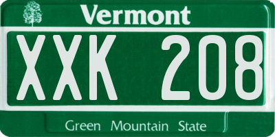 VT license plate XXK208