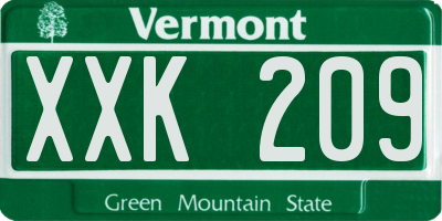 VT license plate XXK209