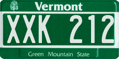 VT license plate XXK212