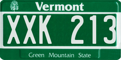 VT license plate XXK213
