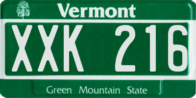 VT license plate XXK216