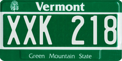 VT license plate XXK218