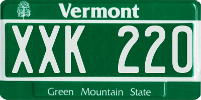 VT license plate XXK220