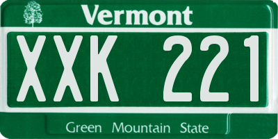 VT license plate XXK221