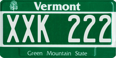 VT license plate XXK222