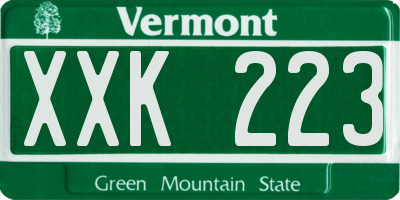 VT license plate XXK223