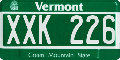 VT license plate XXK226