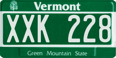 VT license plate XXK228