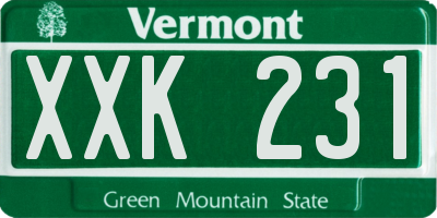 VT license plate XXK231