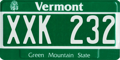 VT license plate XXK232