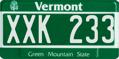 VT license plate XXK233