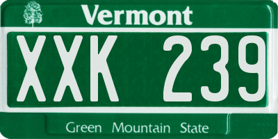 VT license plate XXK239