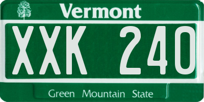 VT license plate XXK240