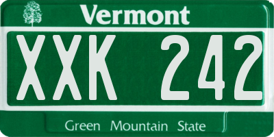 VT license plate XXK242