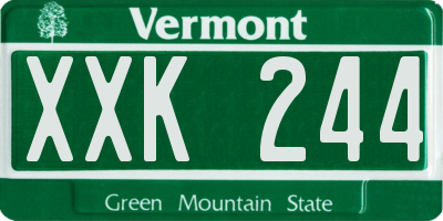 VT license plate XXK244