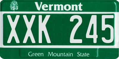 VT license plate XXK245