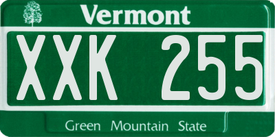 VT license plate XXK255