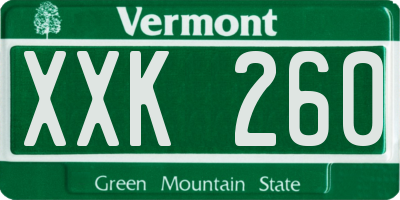 VT license plate XXK260