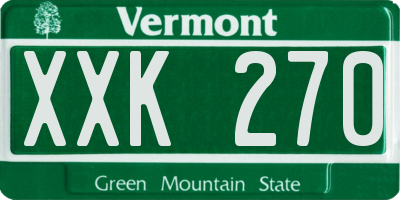 VT license plate XXK270
