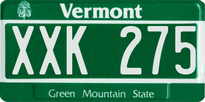 VT license plate XXK275