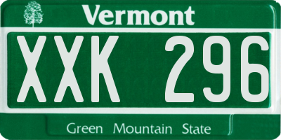 VT license plate XXK296