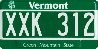 VT license plate XXK312