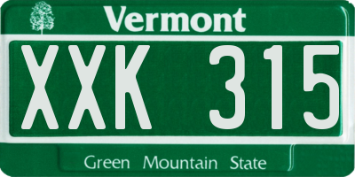 VT license plate XXK315