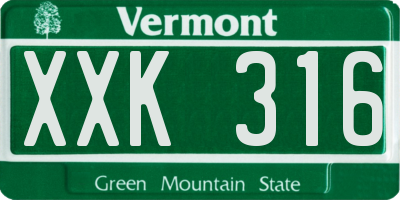 VT license plate XXK316