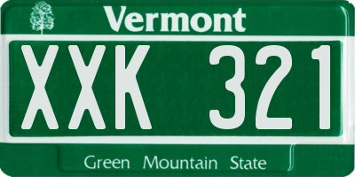 VT license plate XXK321