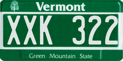 VT license plate XXK322