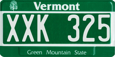 VT license plate XXK325