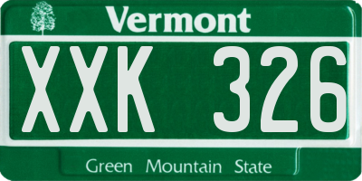 VT license plate XXK326