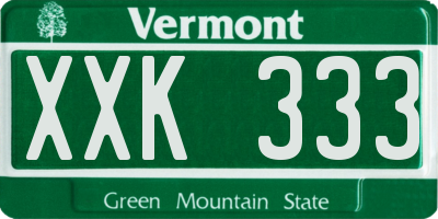 VT license plate XXK333
