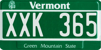 VT license plate XXK365