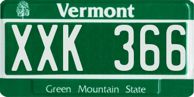 VT license plate XXK366