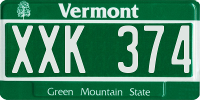 VT license plate XXK374