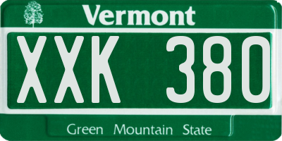VT license plate XXK380