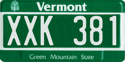 VT license plate XXK381