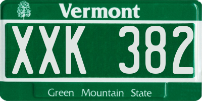 VT license plate XXK382