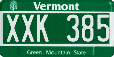VT license plate XXK385
